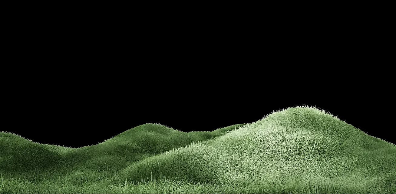 Зелені хвилясті пагорби, вкриті густою травою на світлому тлі Зелені хвилясті пагорби, вкриті густою травою на світлому тлі