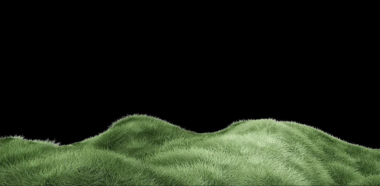 Хвилясті пагорби з густою зеленою травою на білому тлі Хвилясті пагорби з густою зеленою травою на білому тлі